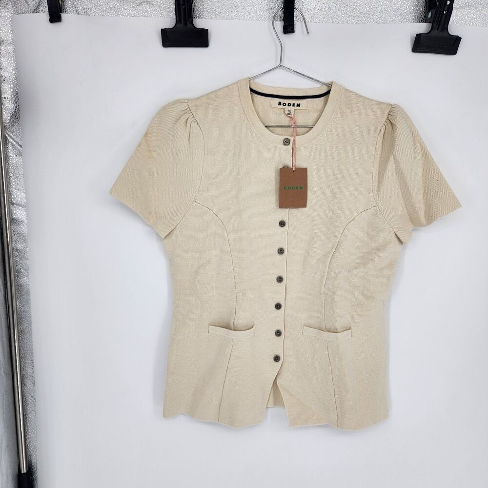 Boden Size US 8 Beige Short Sleeve Knitted Jacket NWT